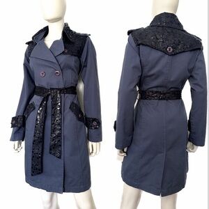 🔥SALE💥NWT WOMEN DOUBLE-BREASTED TRENCH COAT BELTED LINED JACKET IN DENIM‎